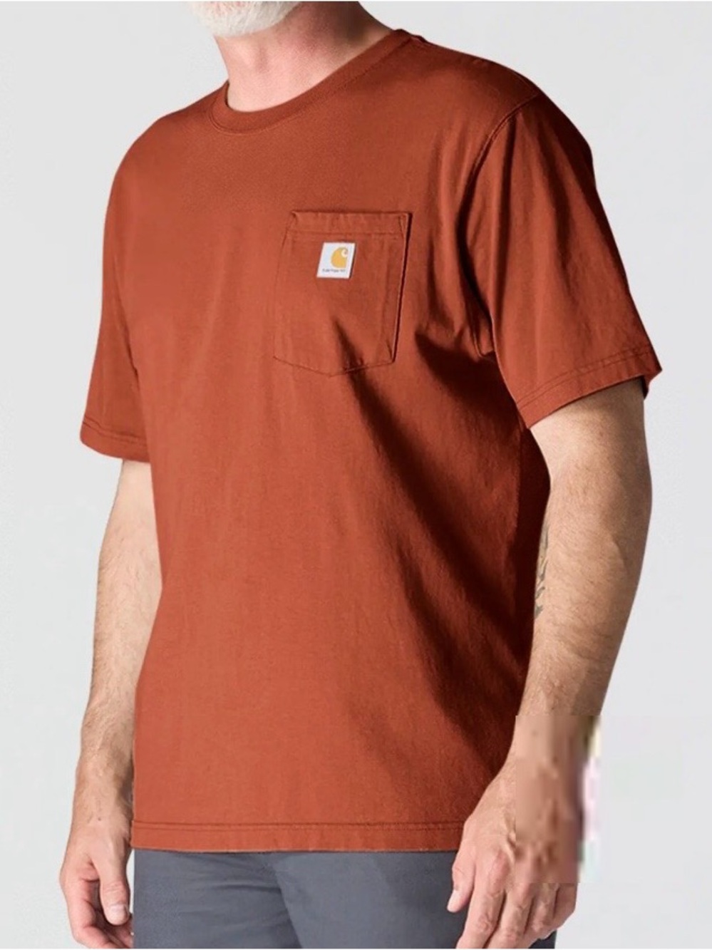 Carhartt Men's L Rust Original Fit Pocket Short Sleeve Crewneck Tee Work Casual